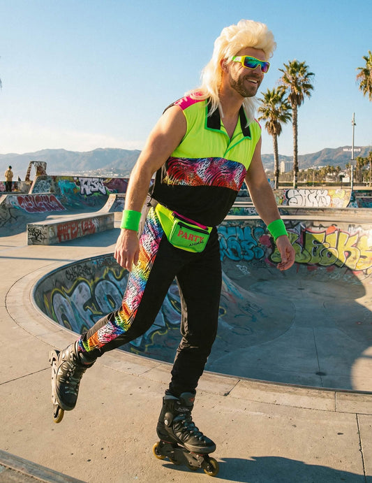 Disfarce kitsch anos 80 para homem