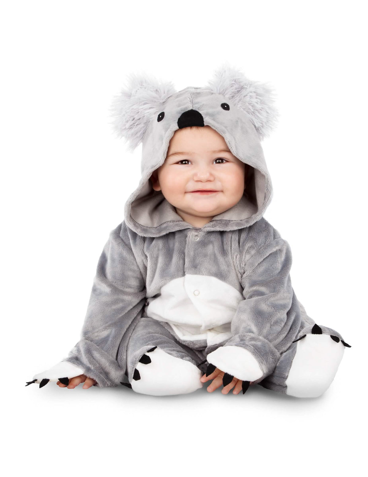 Fato de koala para bebé cinzento e branco com capuz
