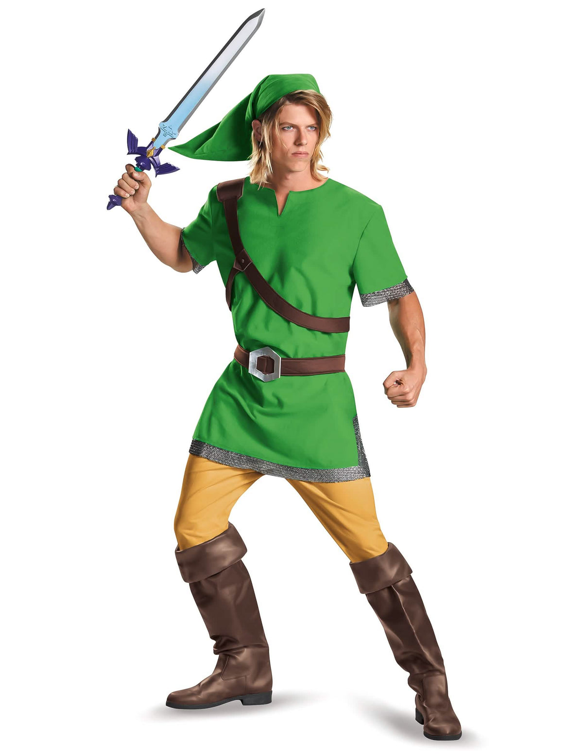 Fato clássico de Link ZELDA para adulto verde com gorro
