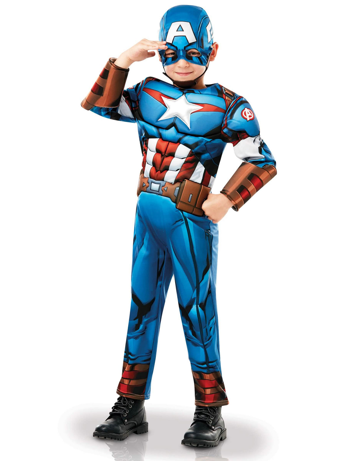Vista frontal do fato de luxo Capitão America série animada