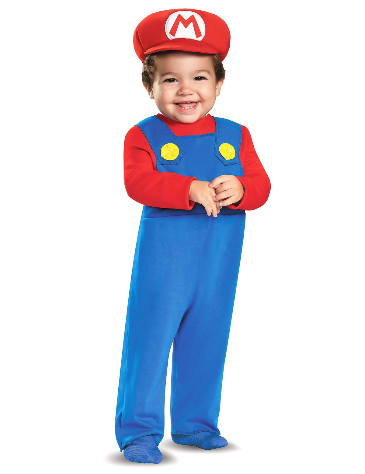 Fato de Mario para bebé azul e vermelho com boné