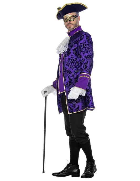 Fato de marquês barroco roxo luxuoso para homem