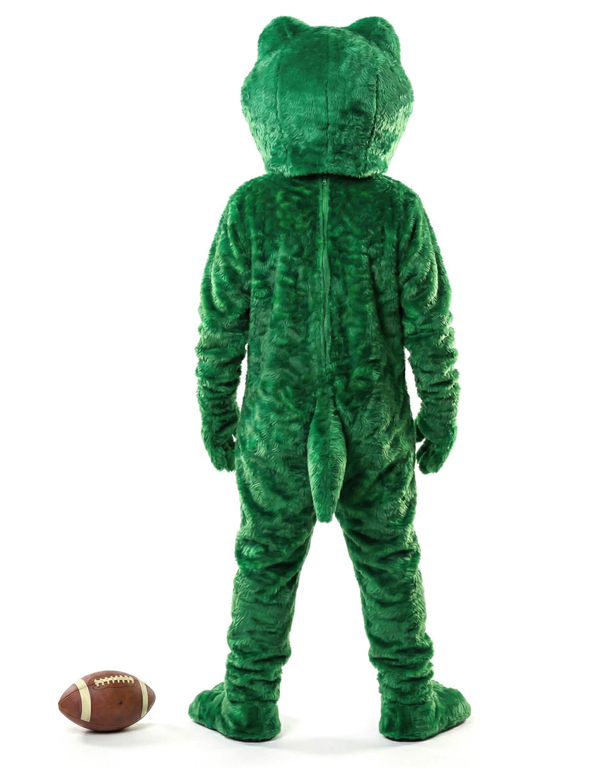 Disfarce de mascote rã para adulto verde vista de trás