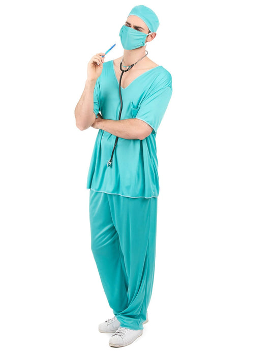 Vue de face du déguisement de médecin pour homme