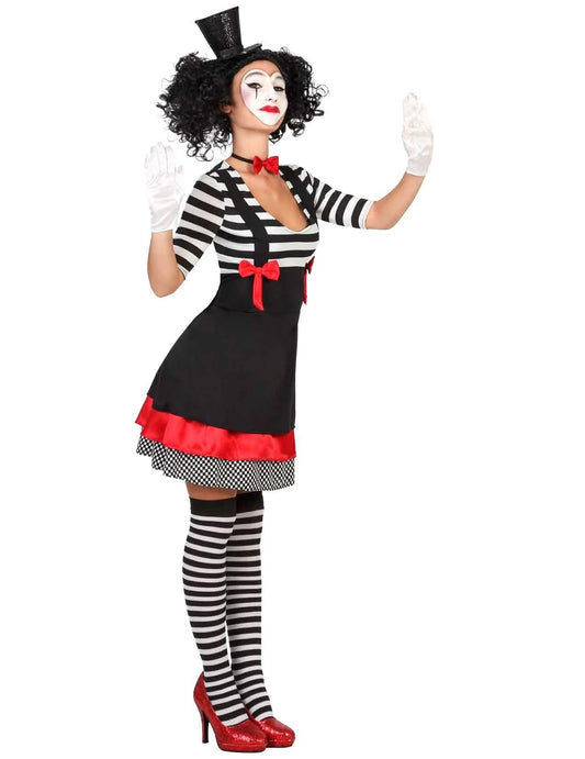 Vue de profil du déguisement de mime pour femme