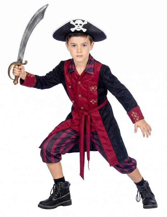 Disfarce de Pirata bordô e preto para menino