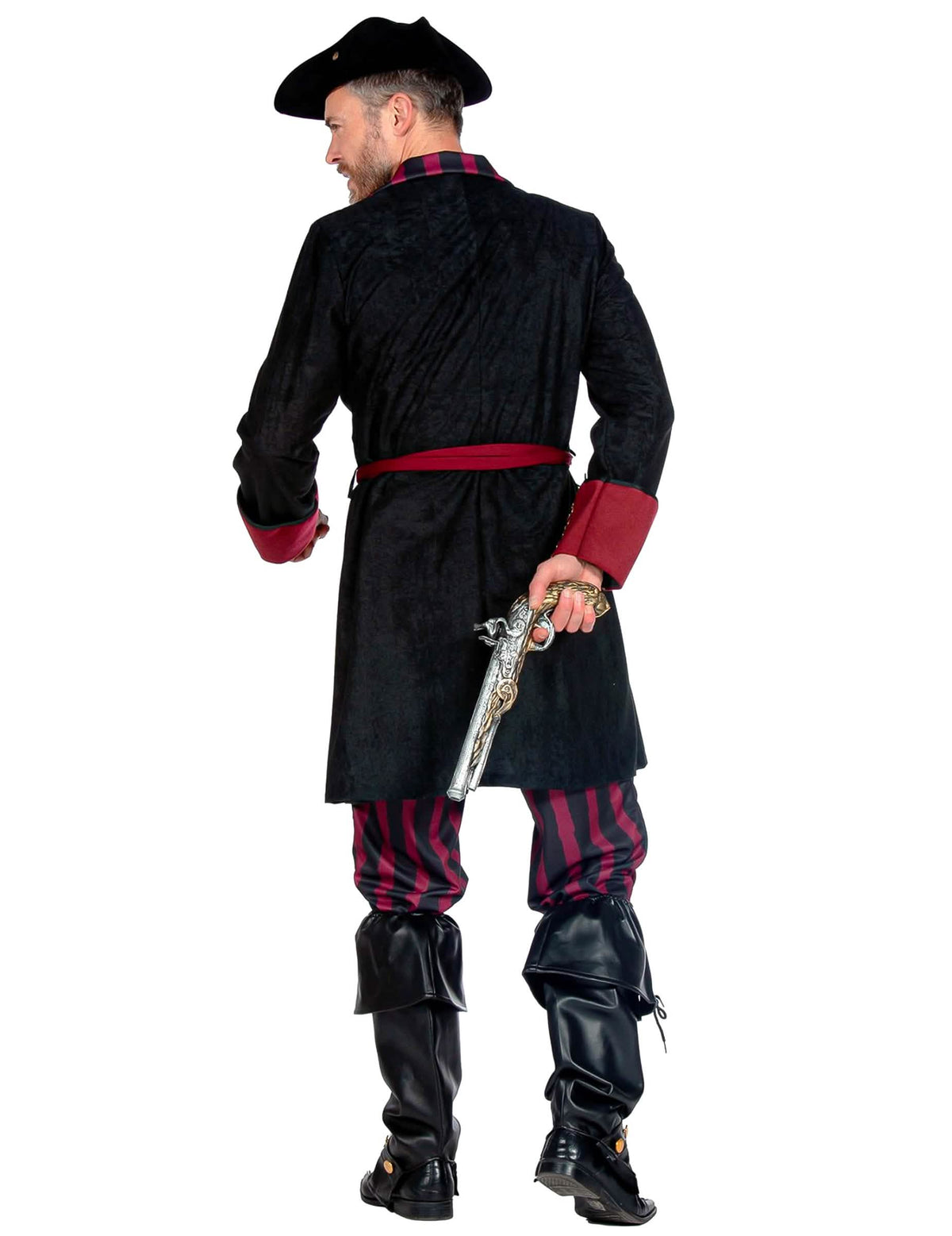 Fato de pirata preto e bordeaux de luxo para homem