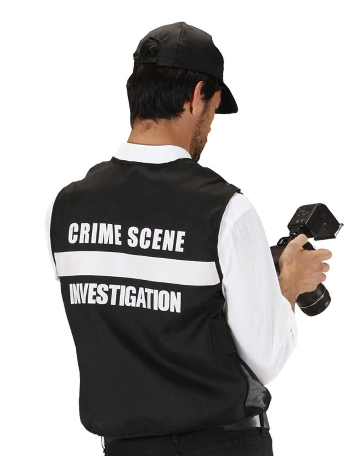 Vista traseira da inscrição no colete do disfarce de polícia do FBI