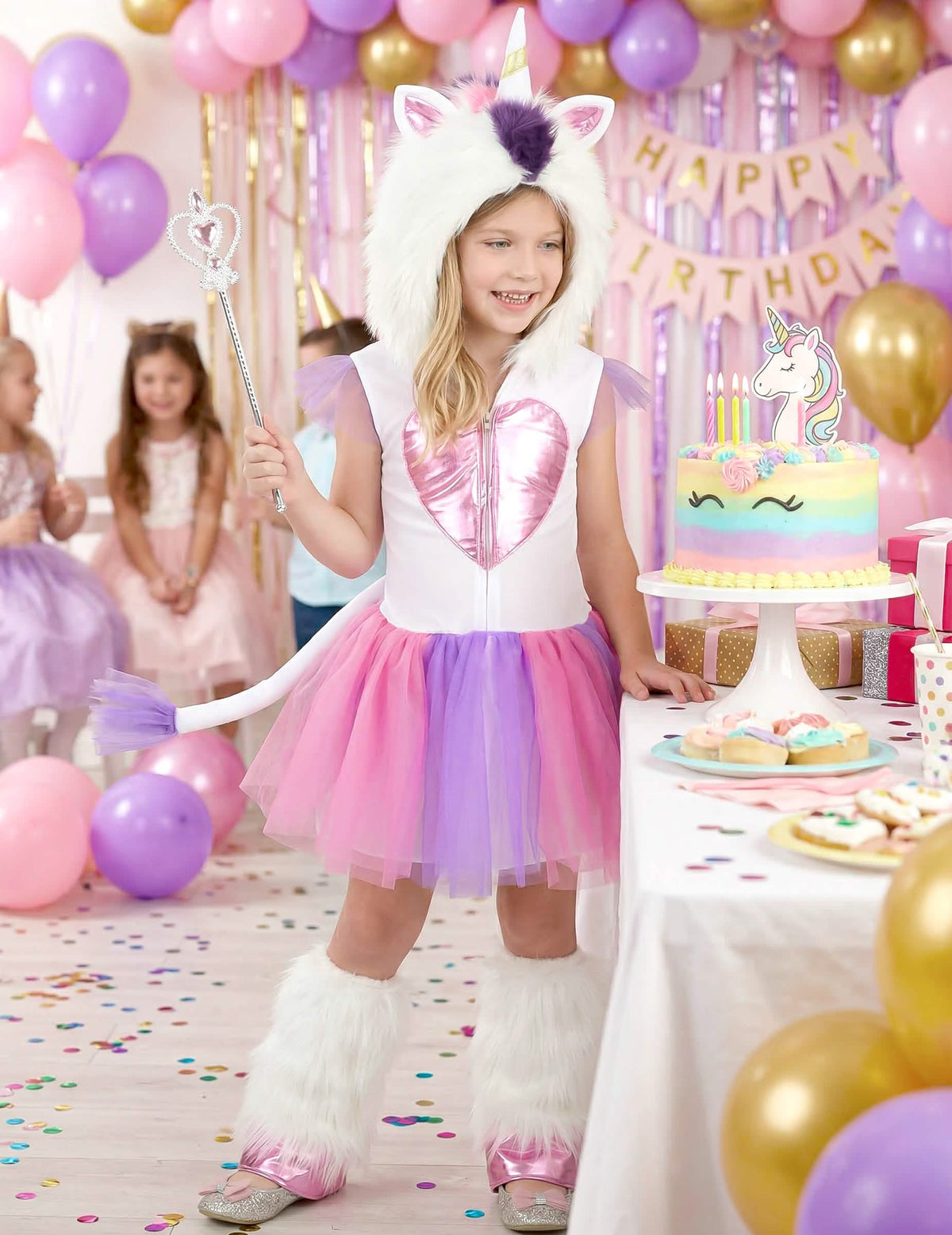Mise en situation festive du déguisement Princesse Licorne