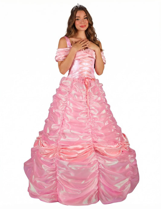 Disfarce de princesa rosa de alta gama para mulher