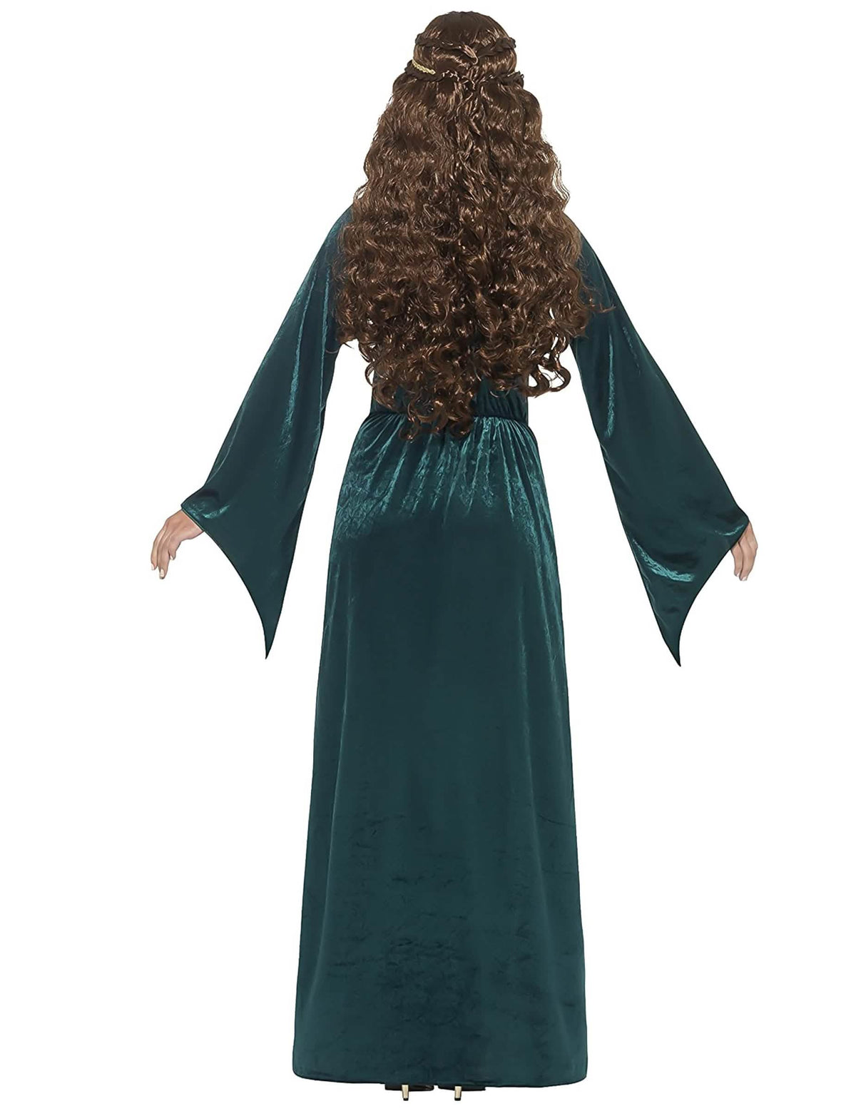 Vista traseira do disfarce de rainhas medieval para mulher