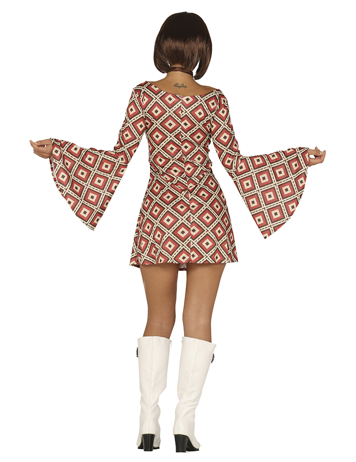 Vue de dos du déguisement robe disco losange pour femme