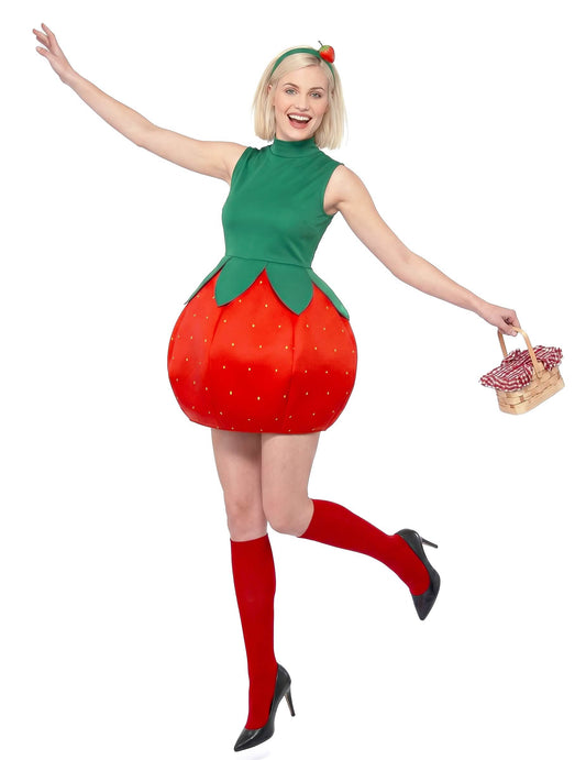 Disfarce vestido morango mulher