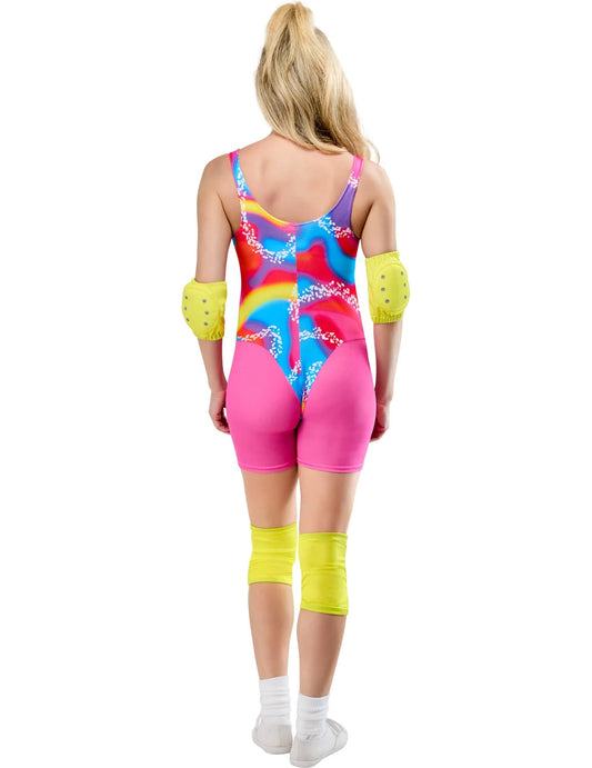 Vue de dos du déguisement roller Barbie™ pour femme