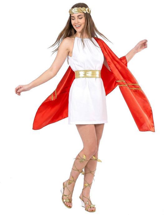 Disfarce romana vermelho e dourado mulher