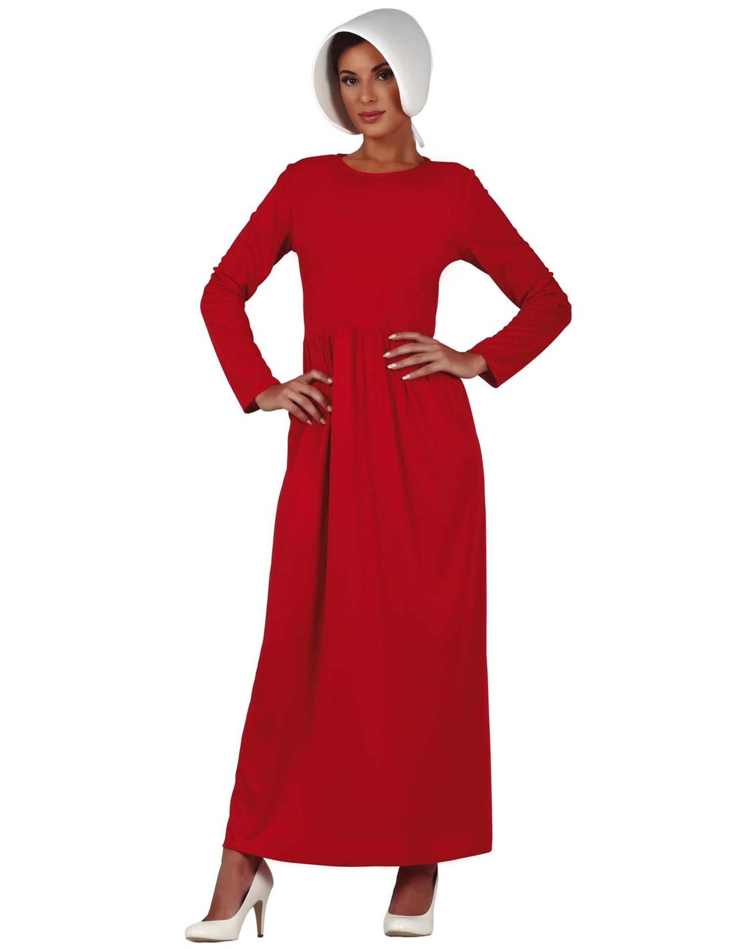 Déguisement de servante pour femme rouge avec coiffe blanche
