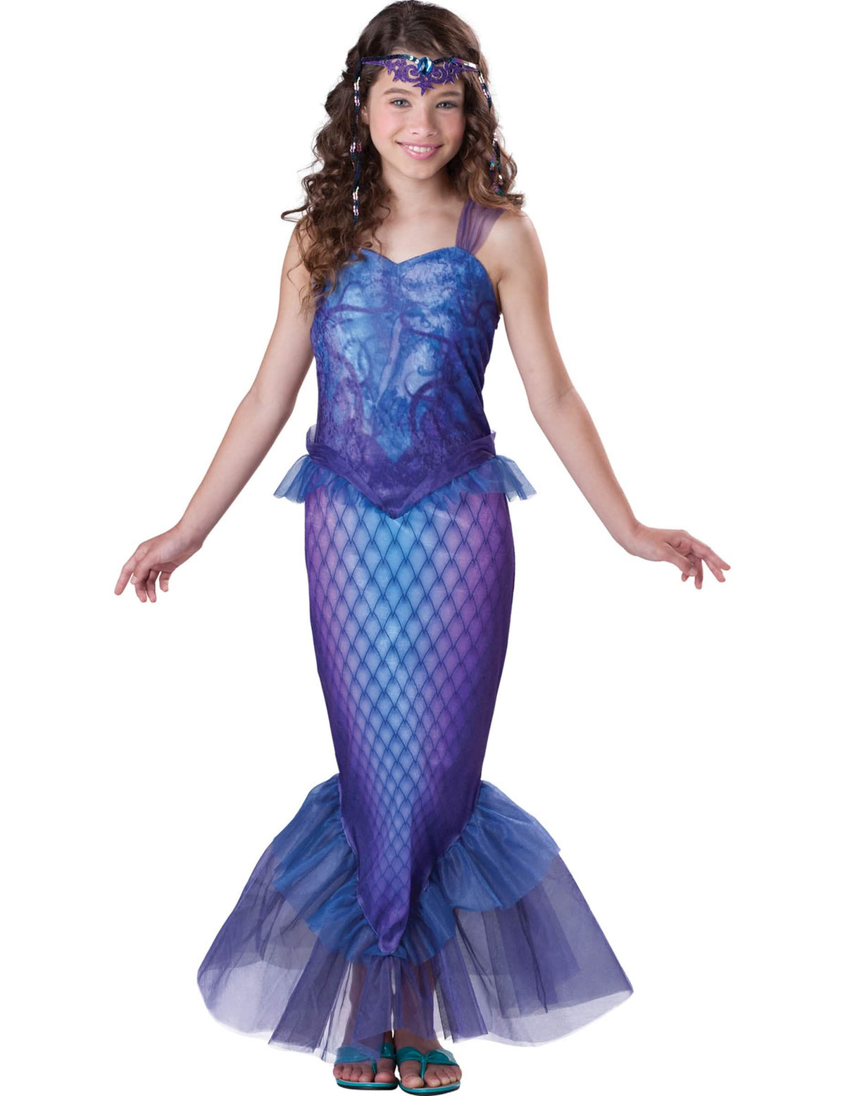Fato de sereias para menina azul e roxo luxo com bandeau