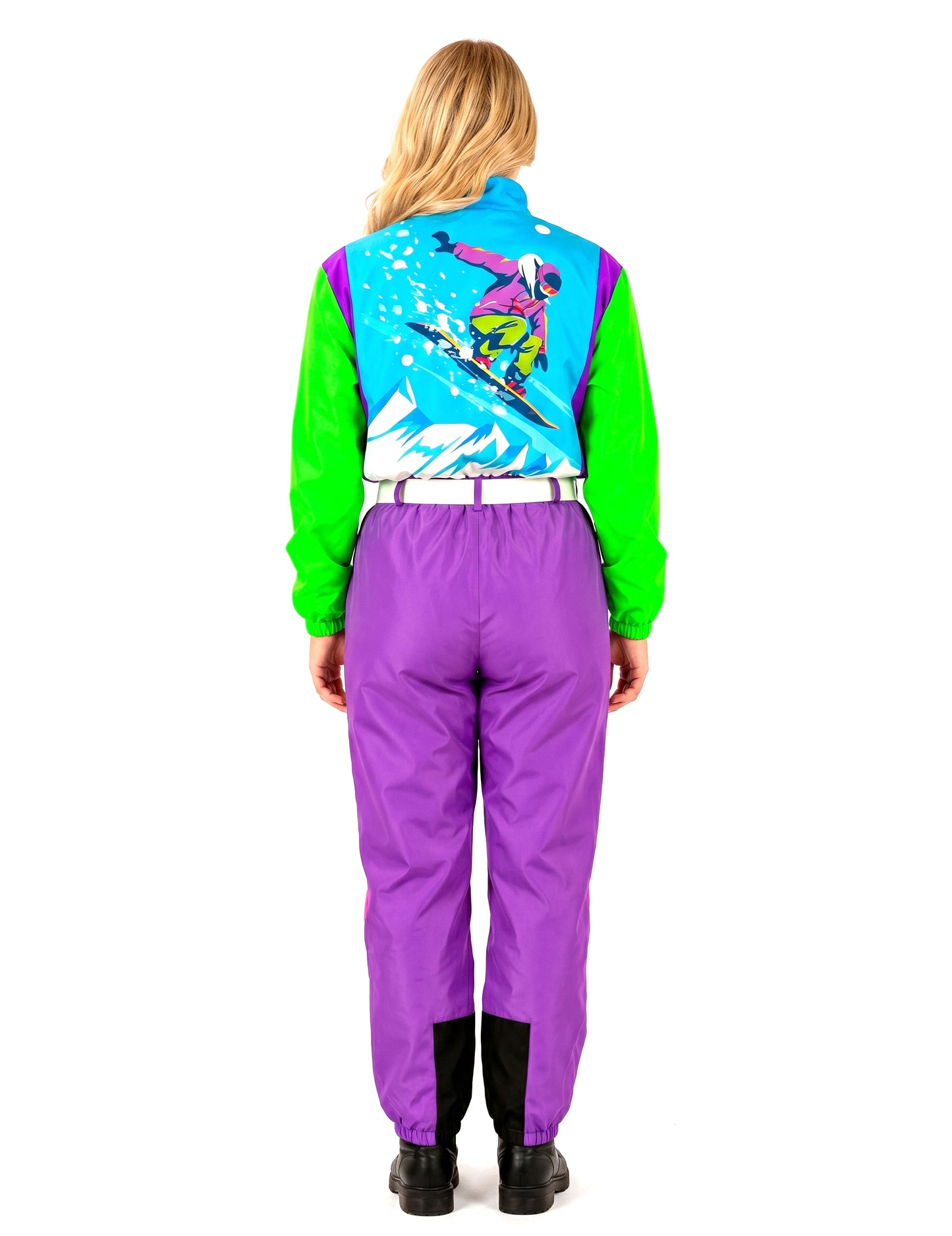 Fato de snowboarder fluorescente adulto de tamanho grande