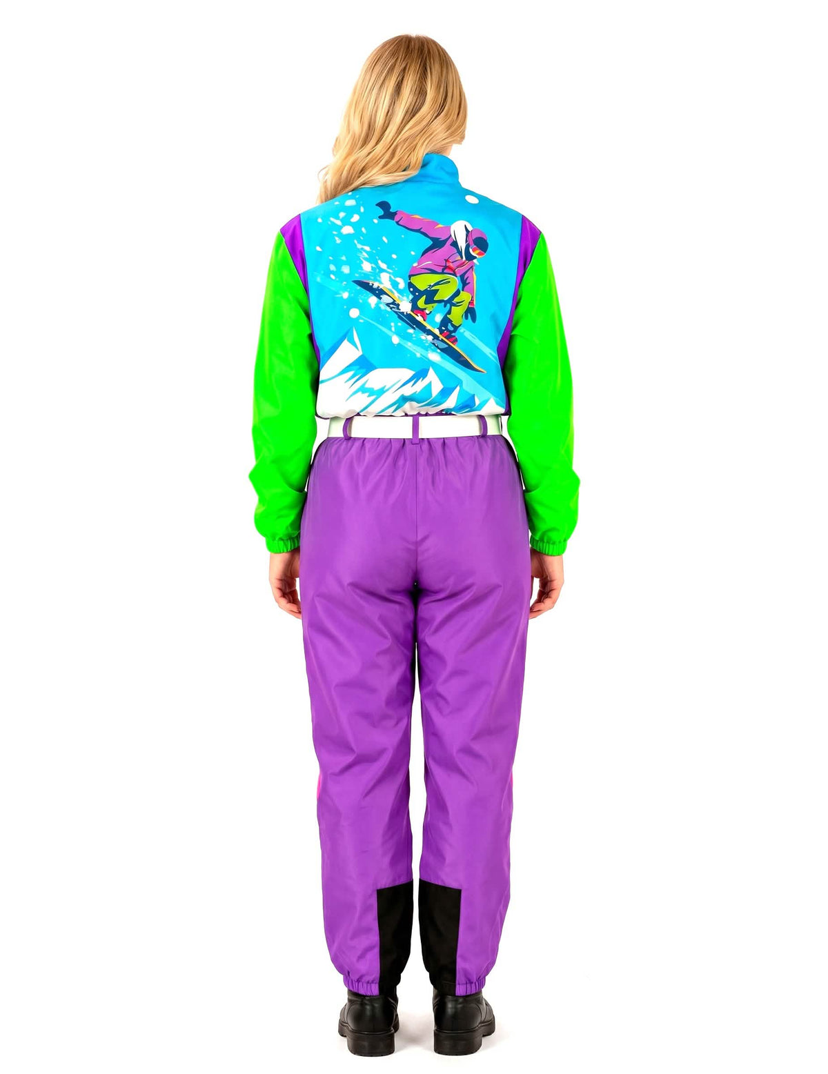 Fato de snowboarder fluorescente adulto de tamanho grande