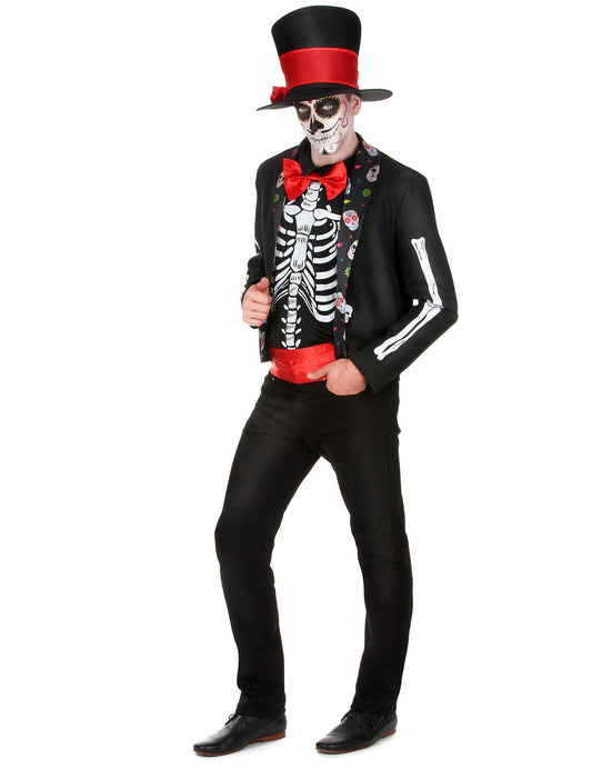 Disfarce esqueleto Dia de los muertos homem