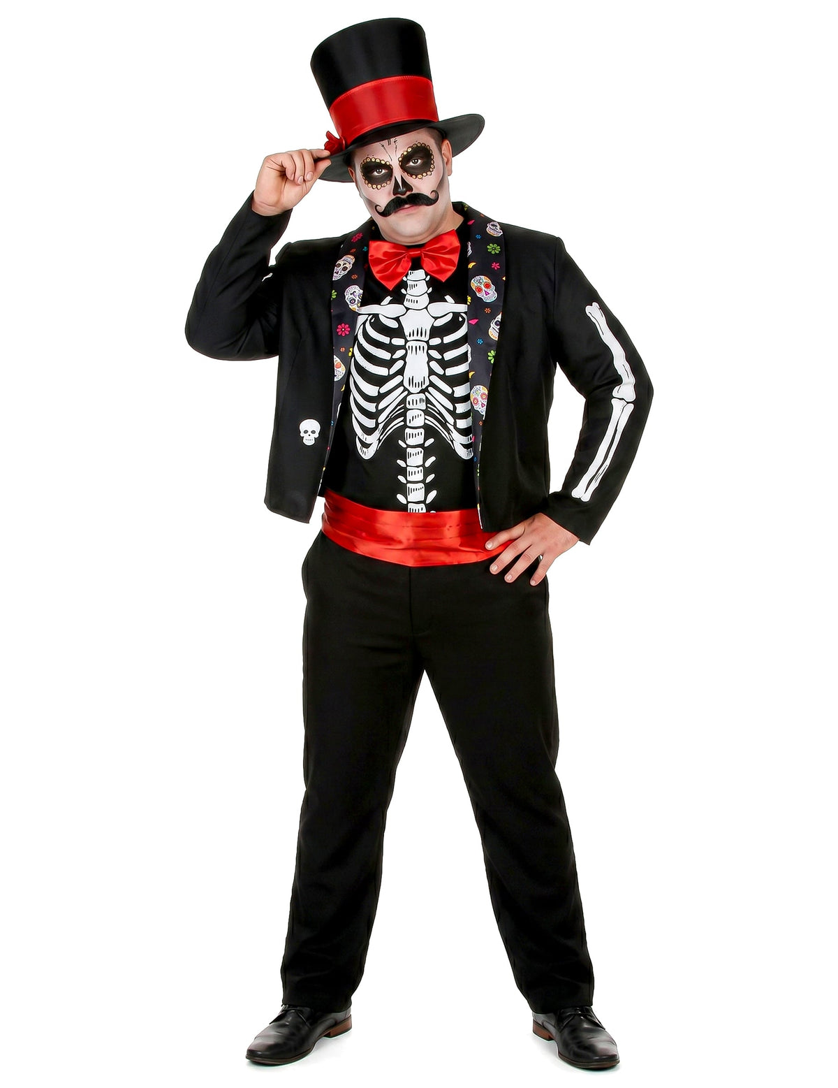 Disfarce esqueleto Dia de los muertos homem