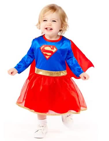 Fato de Supergirl™ para bebé azul e vermelho com capa