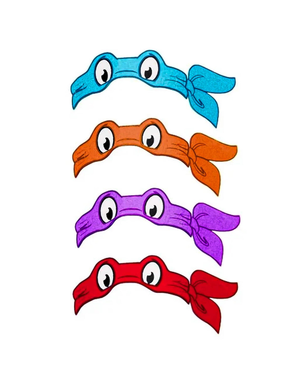 Detalhe das quatro faixas coloridas do disfarce Tortue Ninja™ para bebé