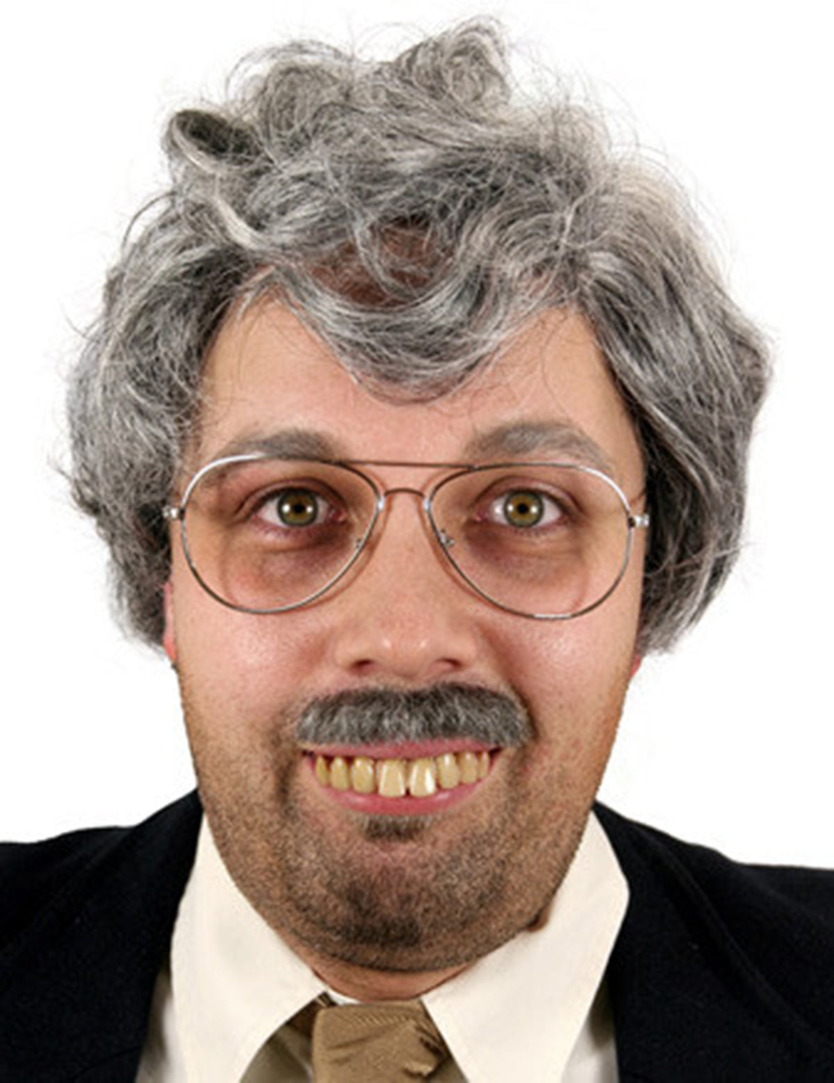 Dentadura humorística para adulto com dentes amarelos e cola