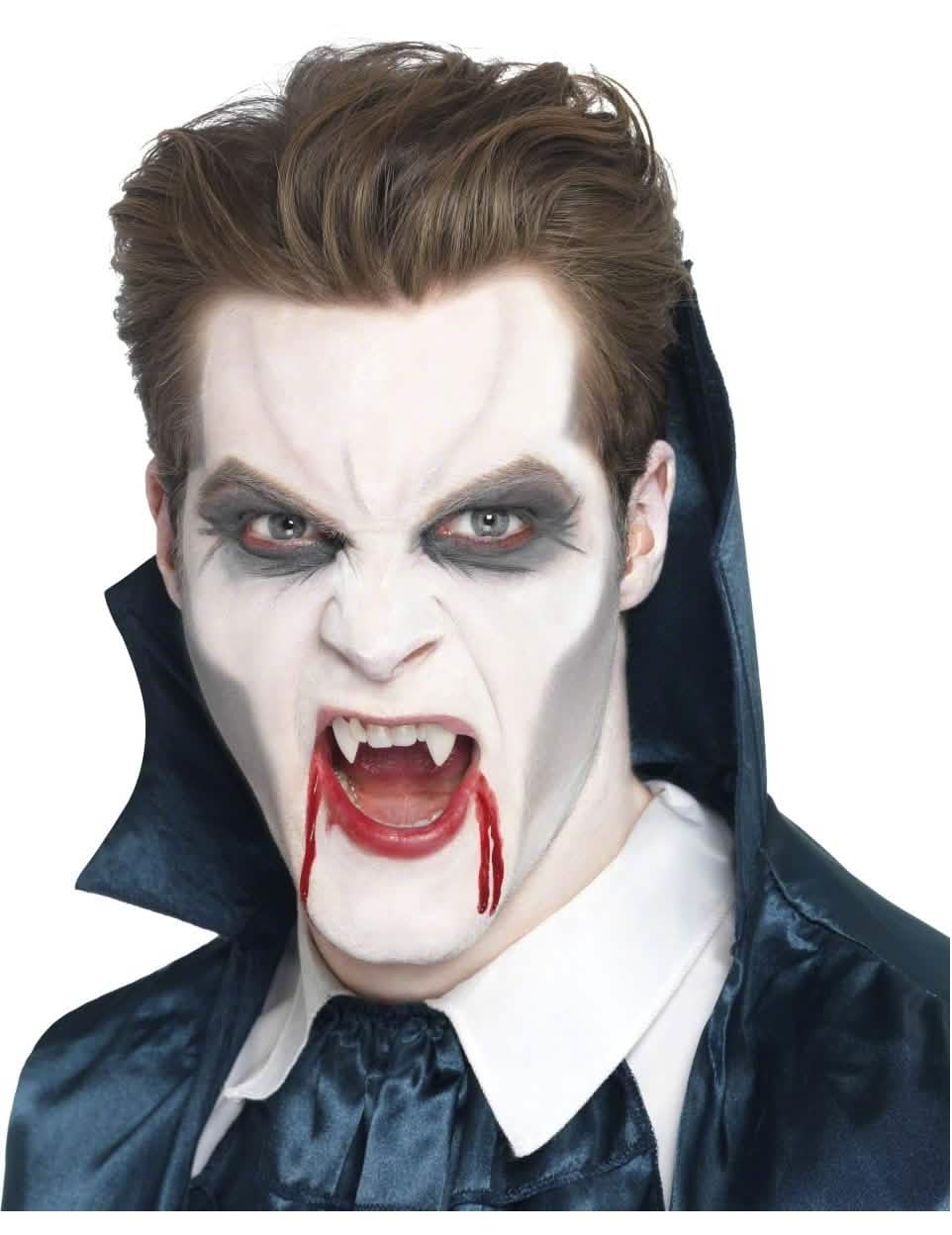 Dentes de vampiro halloween para adulto brancas com sangue