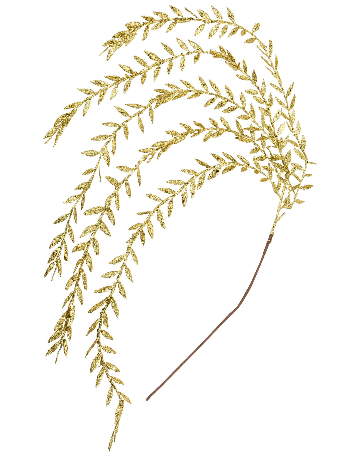 Descida de folhagem de natal para decoração dourado com brilho