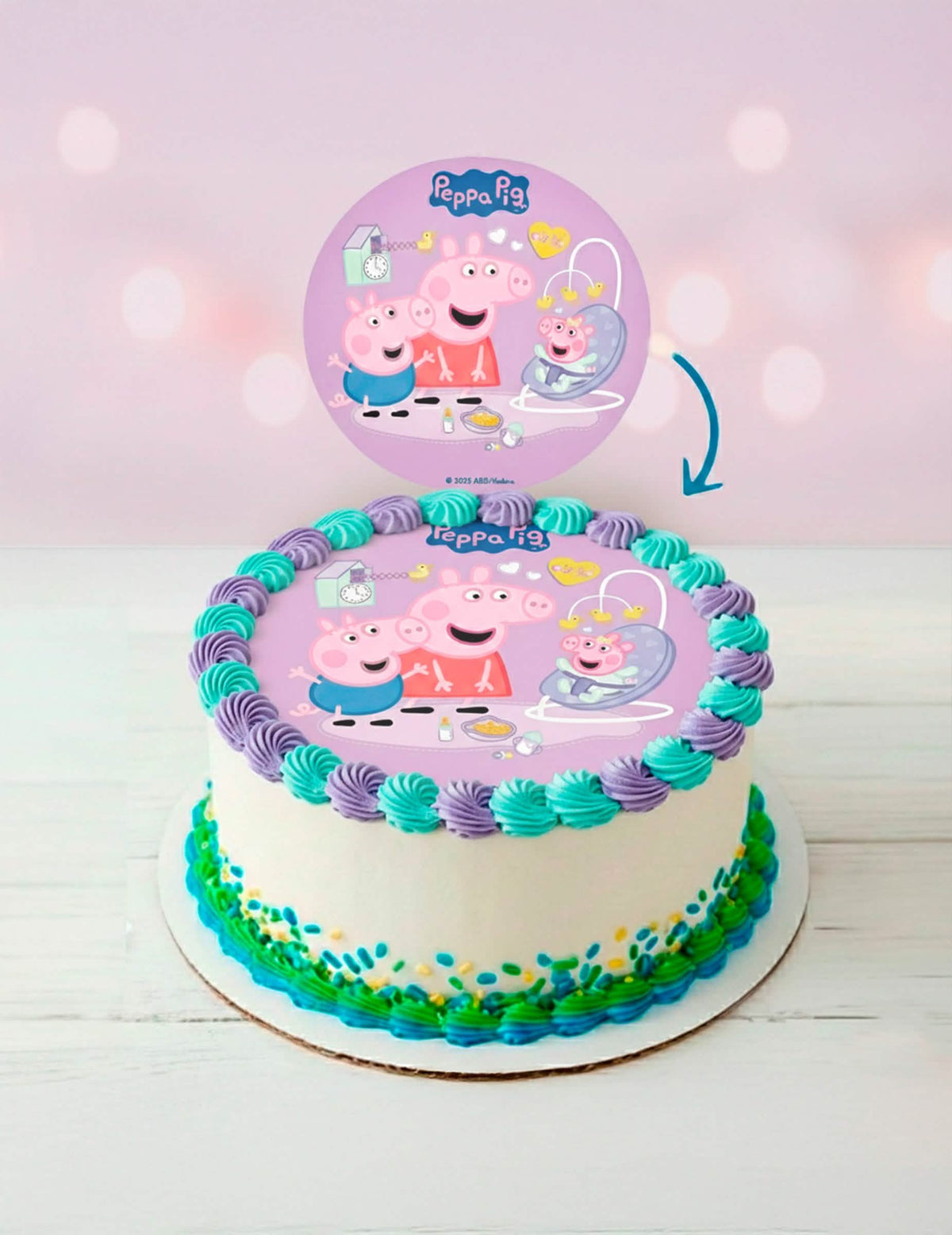 Disco de obreia para bolo Peppa Pig™ New Baby 20 cm