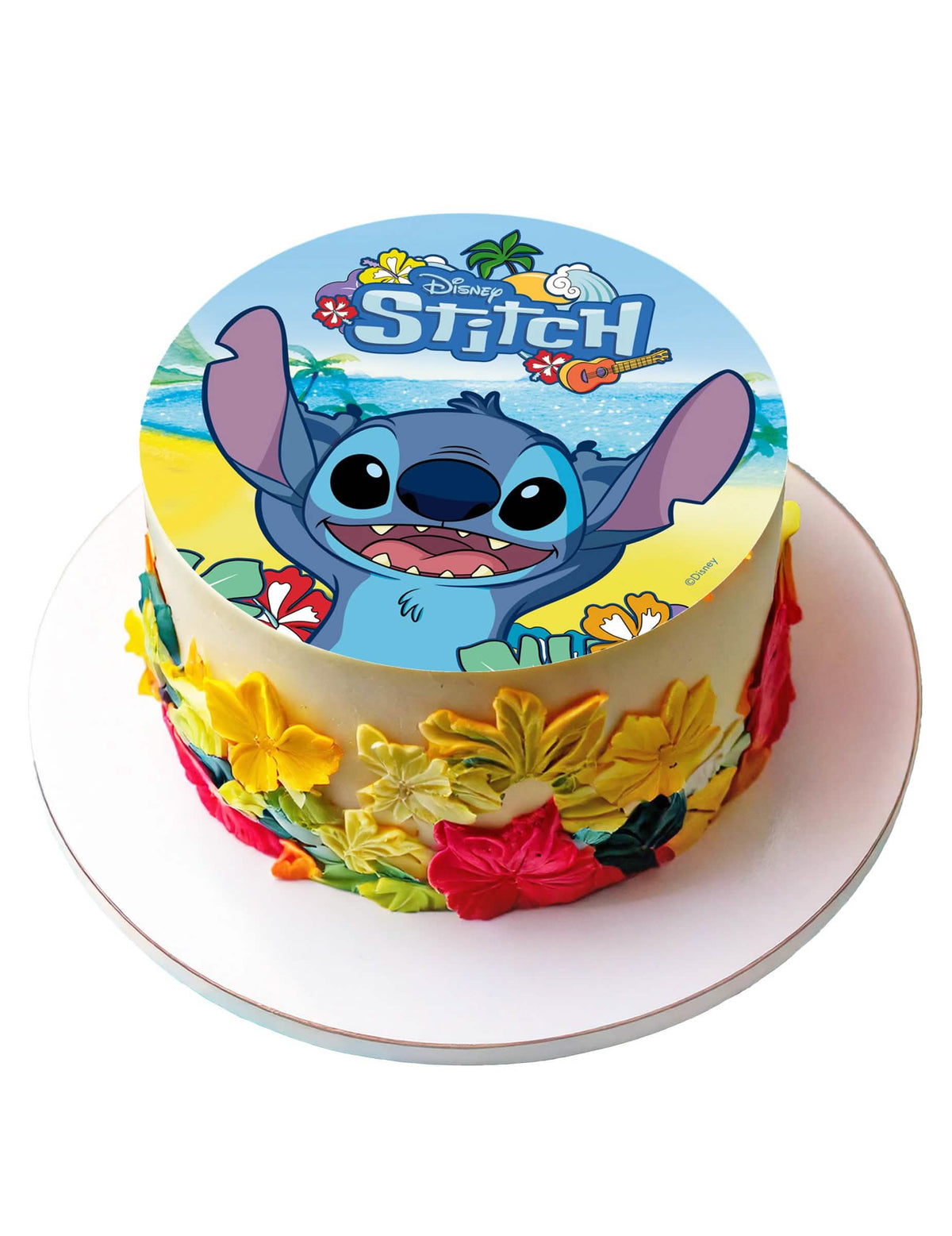 Mise en situation sur un gâteau du disque azyme Stitch