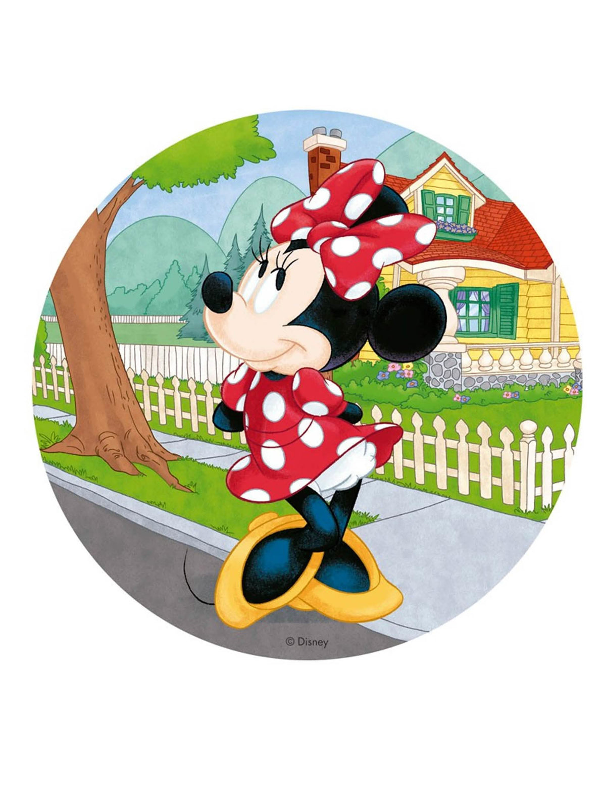 Discos de hóstia Minnie para criança vermelho com bolinhas brancas