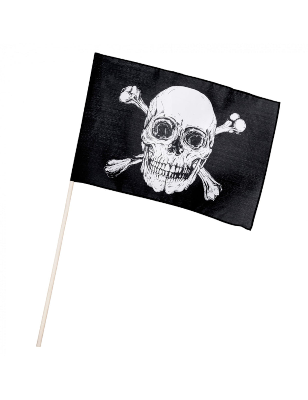 Drapeau de pirate sur pic noir avec tête de mort blanche
