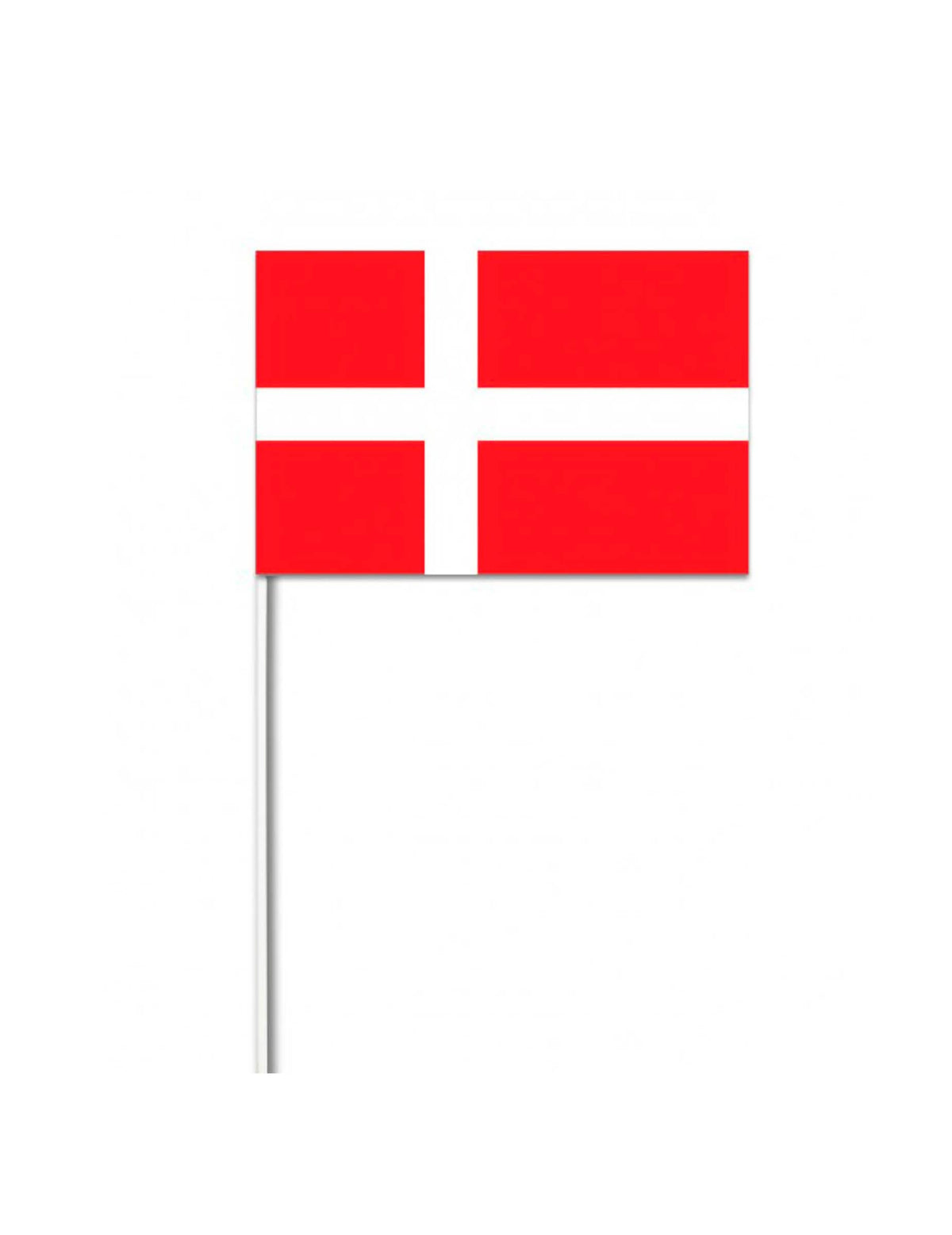 Drapeau papier Danemark rouge et blanc sur tige