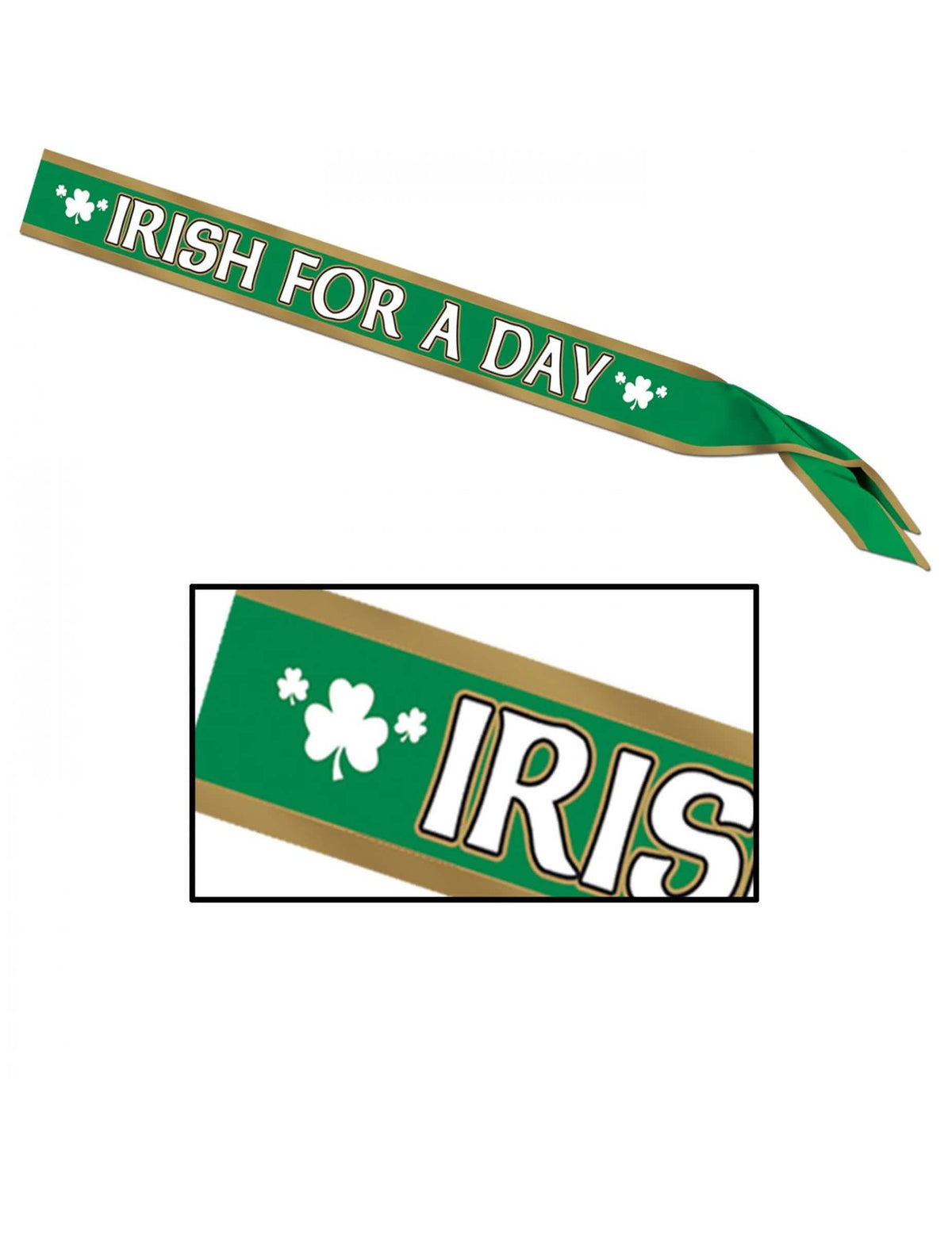 Cachecol acetinado Irish for a day verde e dourado com trevos