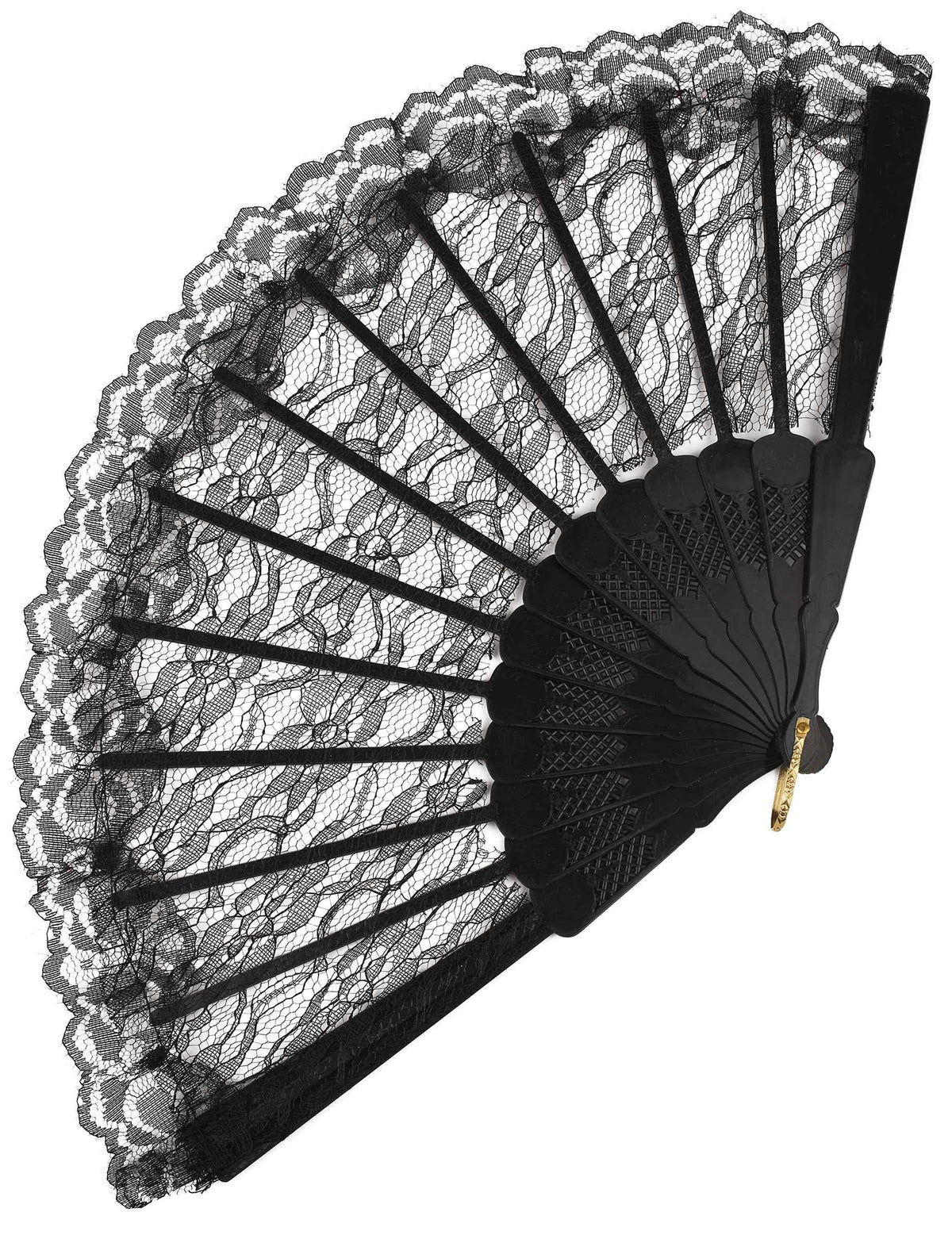 Leque de renda para adulto preto