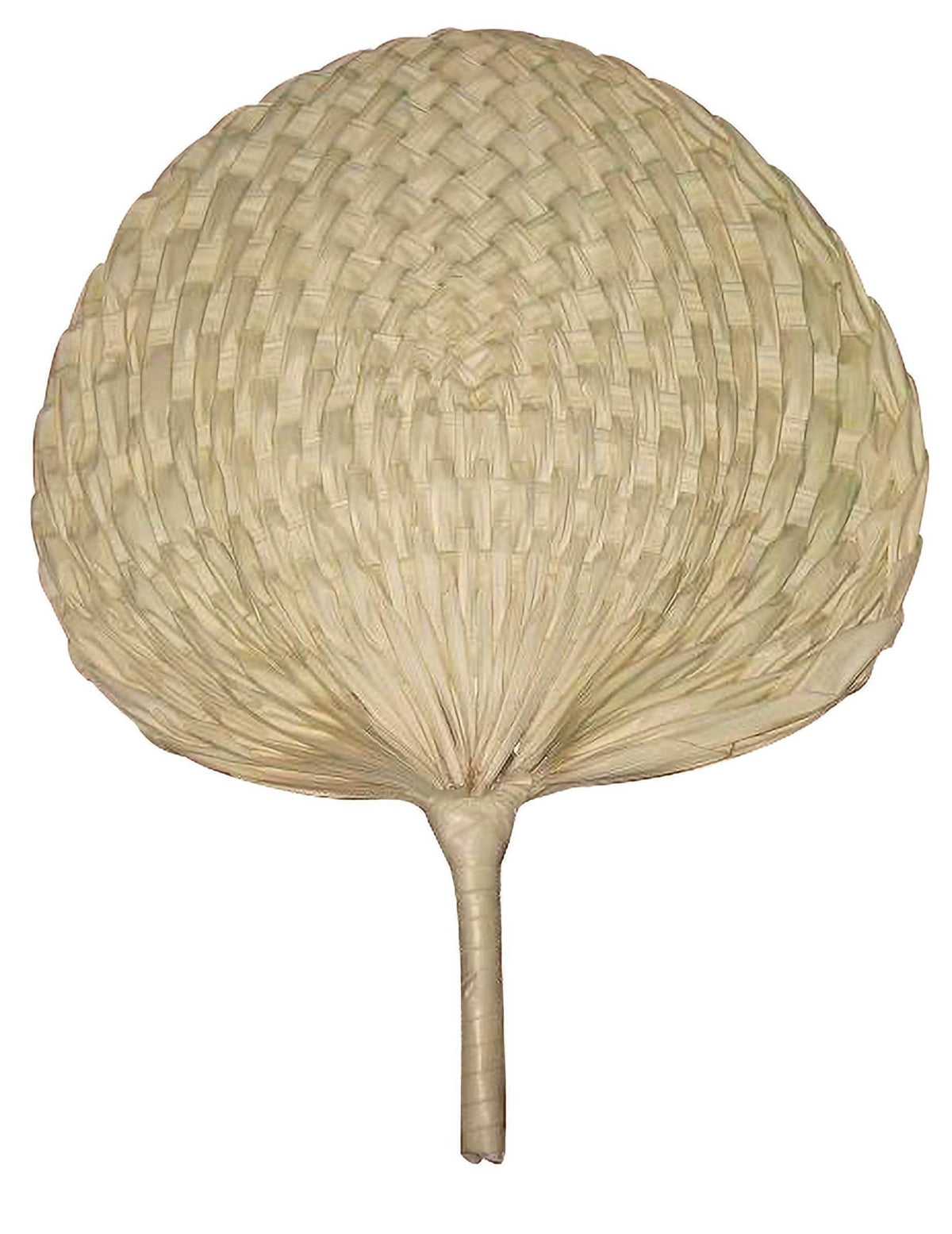 Eventail naturel pour adulte en paille tressée beige