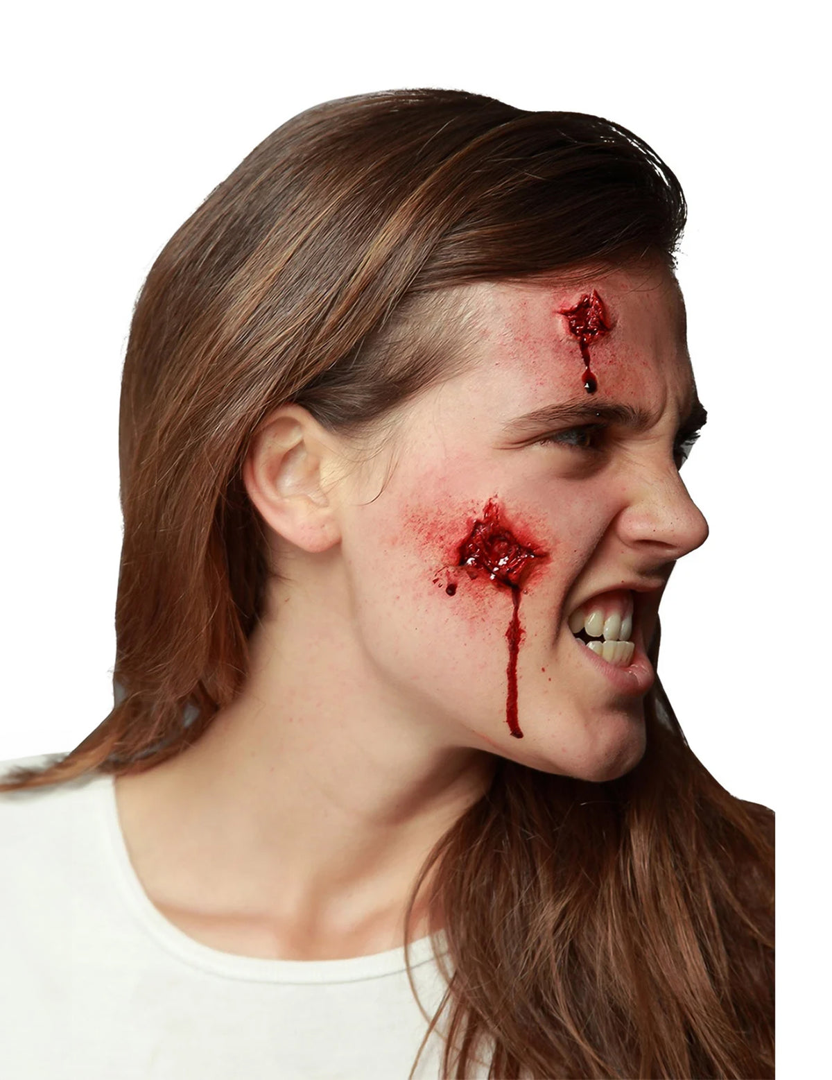 Fausse blessure ouverte pour adulte rouge sanglante