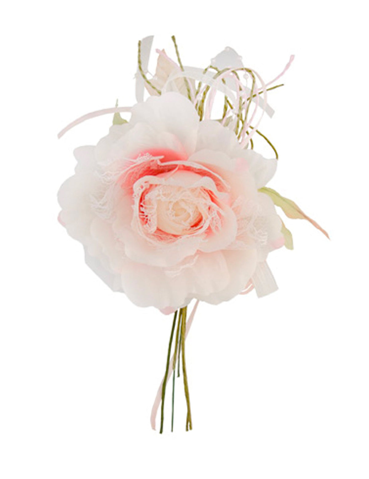 Fleur rose dentelle et perles pour mariage rose et blanche