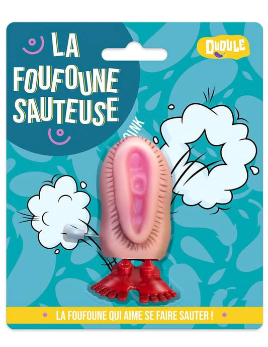Vue dans son emballage de la foufoune sauteuse humoristique pour adulte