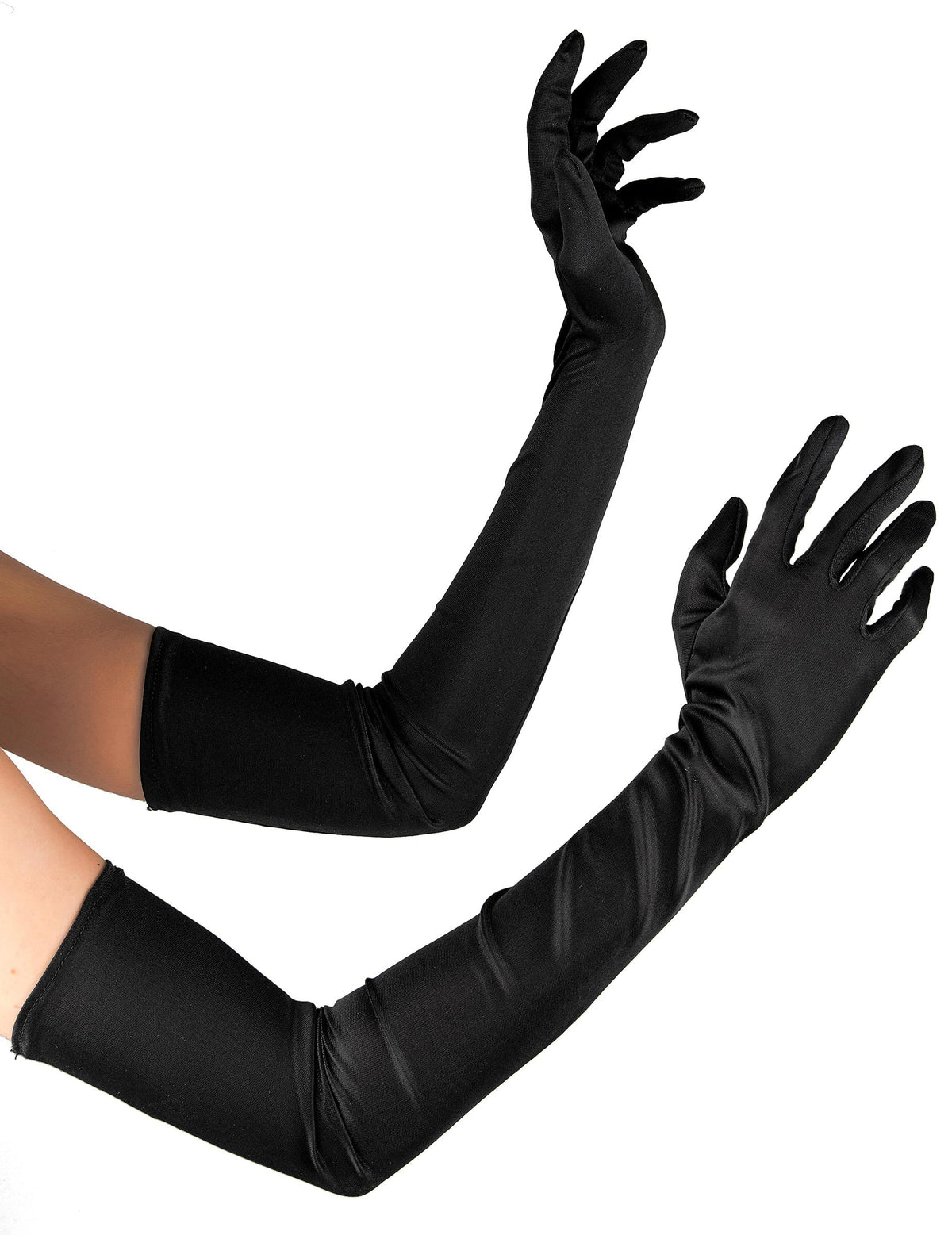 Détail de la longueur des gants longs pour femme