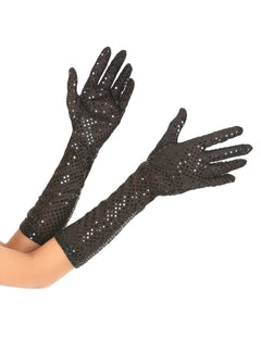 Luvas com strass e lantejoulas