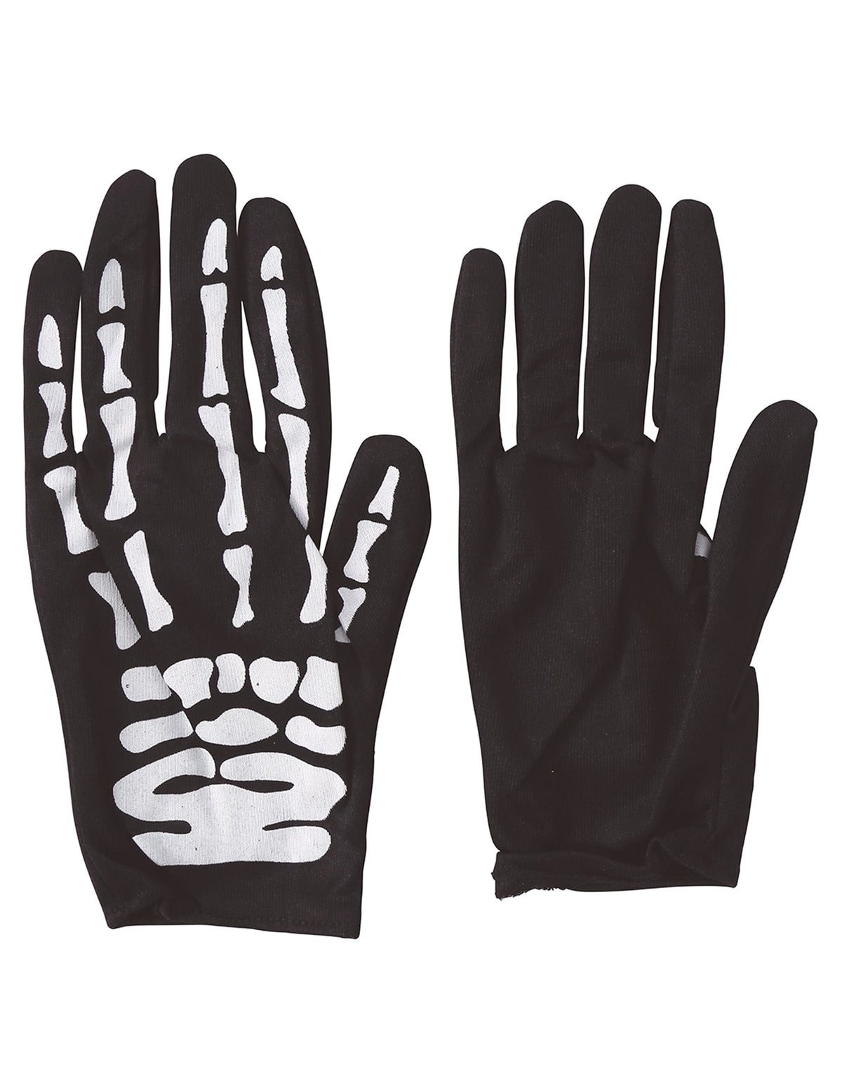 Vue de face et de dos des gants squelette pour enfant