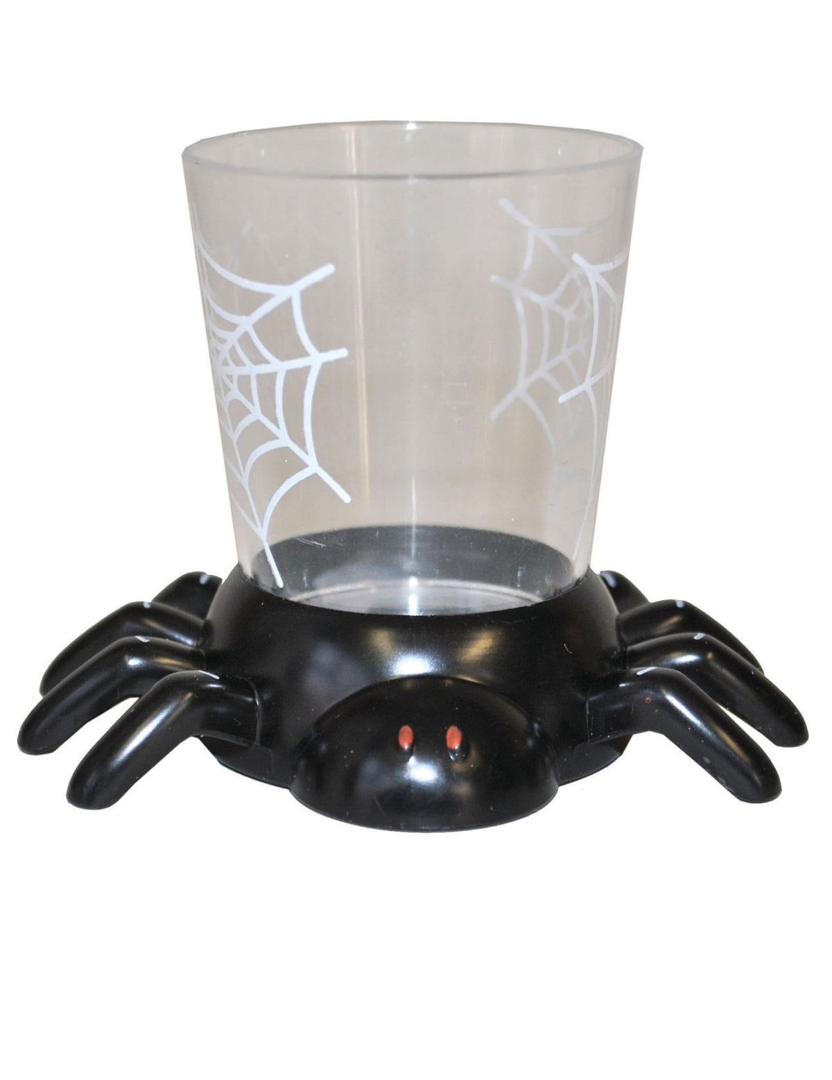 Gobelet araignée pour Halloween transparent et noir avec socle araignée