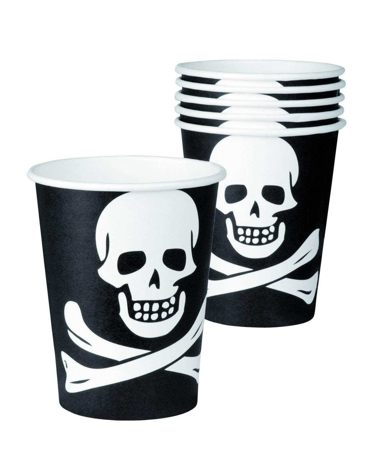 Gobelets tête de mort pour fête noir et blanc