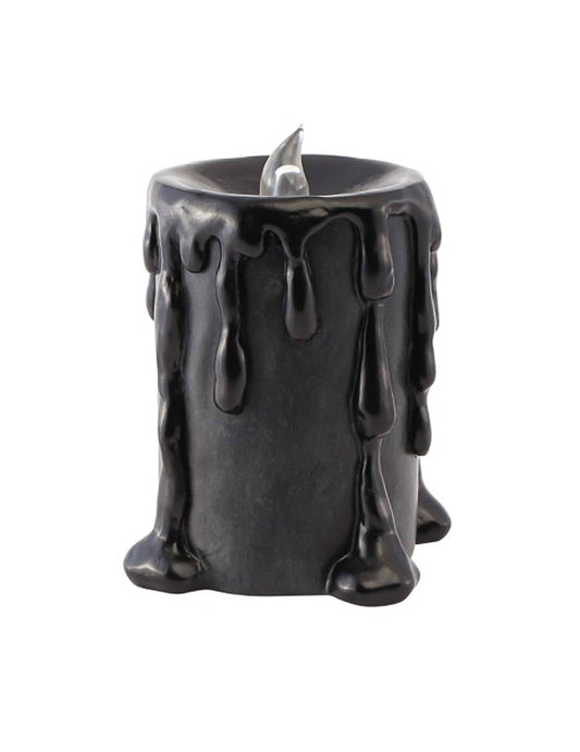 Grande vela decorativa em resina preta com LED 10 x 8,5 x 12 cm