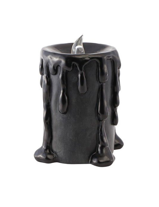 Grande vela decorativa em resina preta com LED 10 x 8,5 x 12 cm
