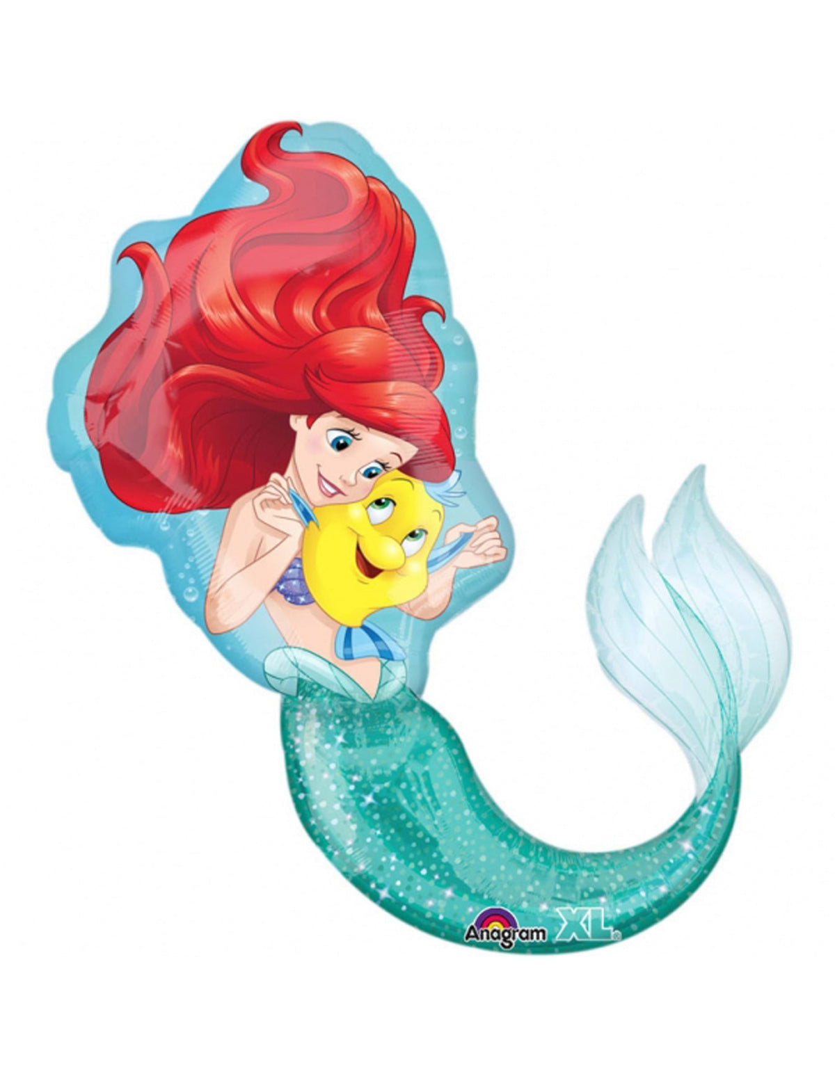 Ballon aluminium géant La Petite Sirène pour enfant Ariel et Polochon