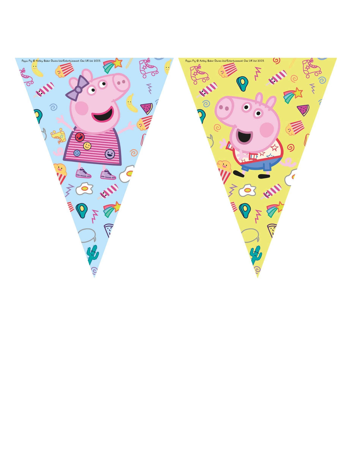 Guirlanda de 9 bandeirolas Peppa Pig para criança azul e amarelo